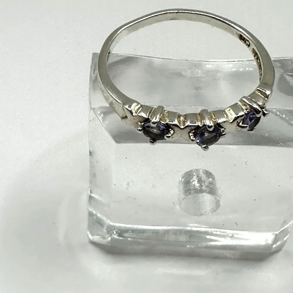 Clyde Duneier CID Silver ring purple Ring Vintage VTG Retro Size 9
